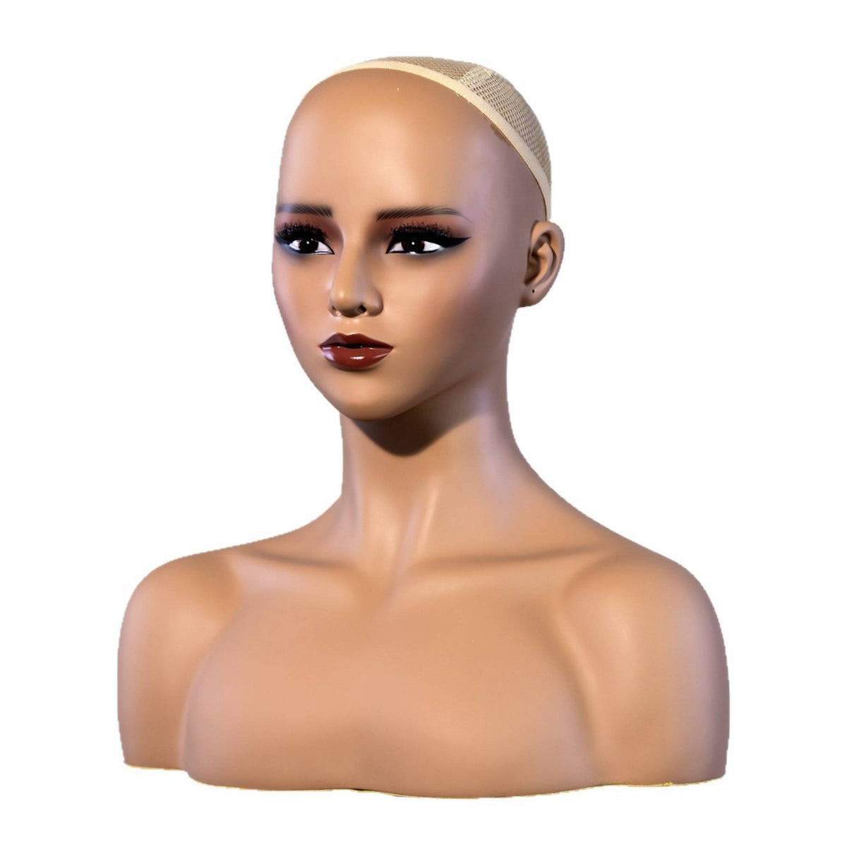 Visible Ears Smooth Surface Female Bust Mannequin PVC Mannequin Display Head