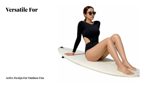 Black Long Sleeve Surfing Suit Streamlined Fit Long Sleeve Single Piece Swimsuit women's Surfing Suit Abdomen Control