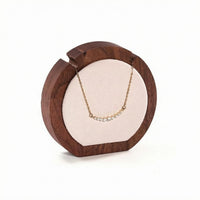 Circular-Shaped Jewelry Stand Framed Walnut Necklace Display Stand Elegant