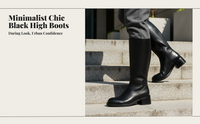 Men's Black High Top Boots, Leather, Side Fastener, Round Toe