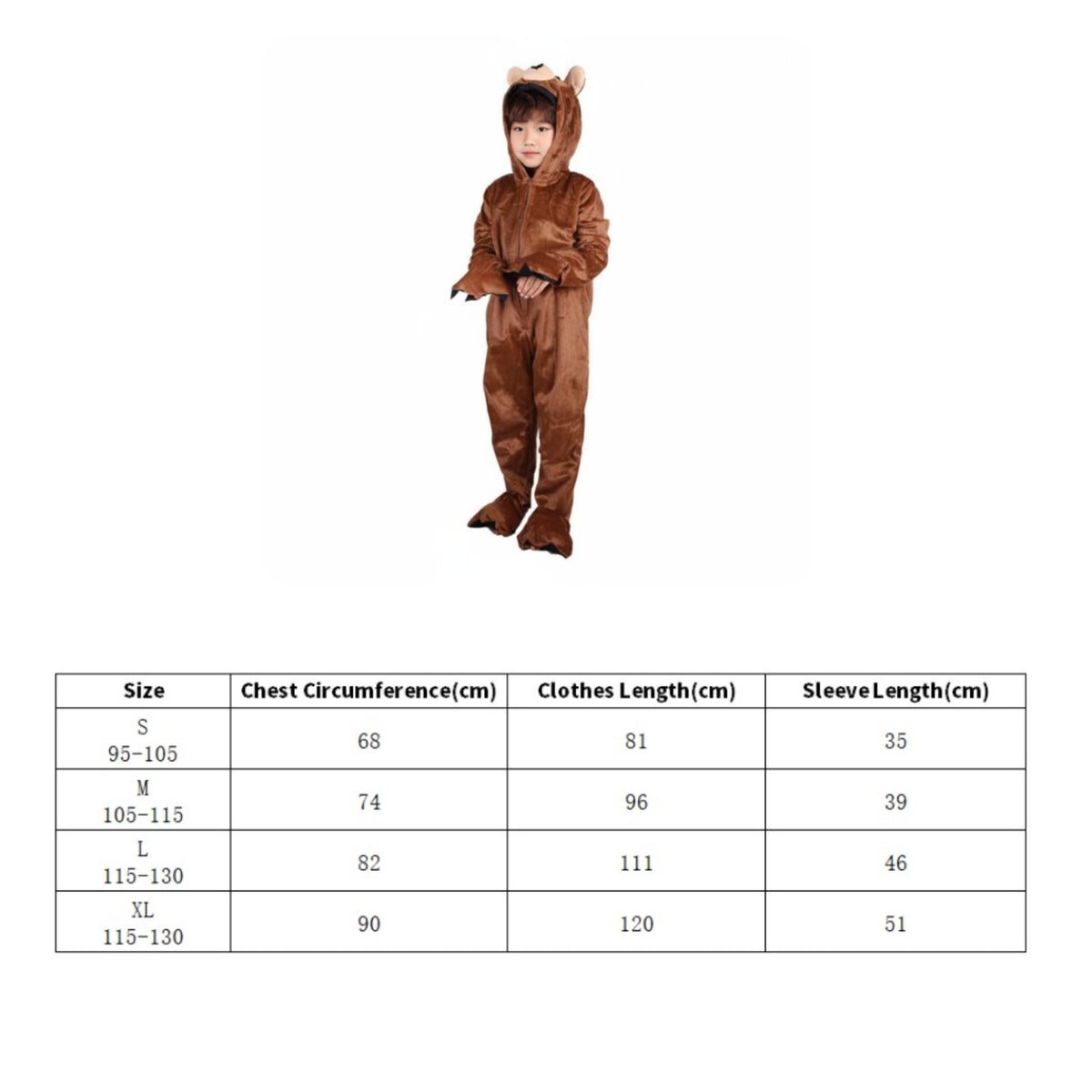 Kids Bear Costume Comfortable Fit Brown Bear Jumpsuit All Seasons Wear for Girls