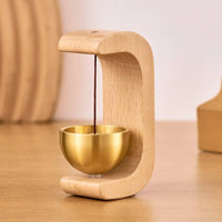Entryway Brass Bell Solid Wood Wooden Frame Door Chime Minimalist Design