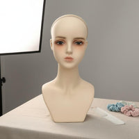 Hairpiece Display Head Makeup Practice Realistic Female Head Model Sturdy Base for Shop
