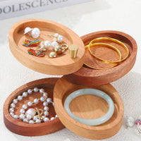 Oval Wood Jewelry Box Polished Finish Tabletop Decor Compact
