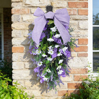 Violet Teardrop Wreath Outdoor-Friendly Violet Lavender Wreath Realistic Look