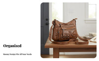 Multi Pocket Crossbody Bag Large Capacity Multi-Compartment Crossbody Bag Lightweight Soft PU Leather Shoulder Purse for Moms, Travel, Shopping