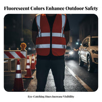 Reflective Safety Vest Lightweight High Visibility Work Vest Safety Workwear Long-Lasting Fastener Front Closure