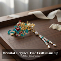 Chinese Design Tassel Hair Fastener Elegant Design Traditional Chinese Attire Tassel Hairpin Enamel Bead Barrette Handmade