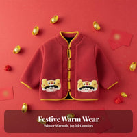 Children's Jacket, Cartoon Pattern, Winter Thick Coat, Chinese Style, Unisex, New Year Outfit, Infant Tang Suit, Festive Wear