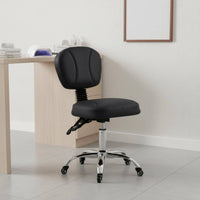 Salon Chair Padded Upholstered Stylist Chair Swivel Saddle Stool for Makeup Room