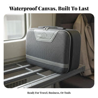 Reinforced Steel Frame Handheld Suitcase Waterproof Canvas Tool Case Wear-Resistant for Travelers, Men, Worksite, Weekend Getaways, Airports