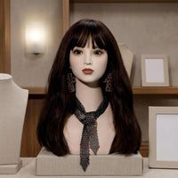 Realistic Mannequin Head with Shoulders Polished Surface Display Bust Head