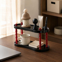 Cosmetics Organizer Rack Open Shelves Vanity Shelf Beaded-Design Posts