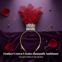 Crystal Feather Headdress Lively Feathers Gothic Performance Girl Headpiece Performance Girl Feather Headpiece Dramatic Effect