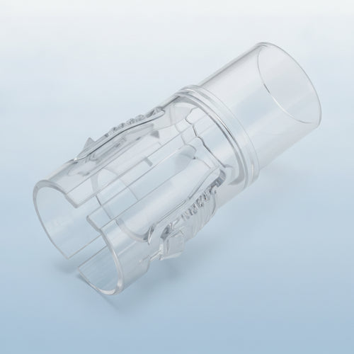 Clear Respirator Connector with Slotted Section Transparent Cylindrical Connector Adapter with Locking Tabs Rigid Compact for Travelers, Home, Travel
