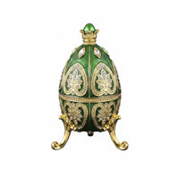 Jewelry Container Decorative Egg Box Trinket Holder Metal Structure Enamel Finish Rhinestone Accent Suitable for Gift Giving Dressing Table Placement