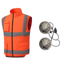Fan Cooling Vest Reflective Sleeveless Cooling Vest Stand Collar
