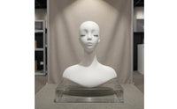 Female Mannequin Head Bust PVC Jewelry Display Head Molded Ears