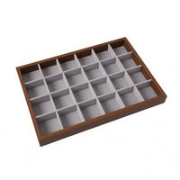 Wooden Jewelry Organizer Walnut-Colored Lined Accessory Tray Space-Saving