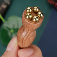 Brass Bead Massage Tool Multifunctional Wooden Facial Massager Portable for Spa