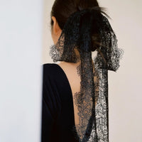 French Design Hair Barrette Elegant Design Long Tail Lace Bow Statement Piece