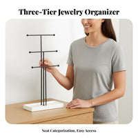 3 Tier Jewelry Stand Space-Saving Design 3-Tier Jewelry Display Bracelet Rack with Tray Multi-Functional T-Shaped Bar Necklace