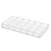 Acrylic Cosmetic Storage Box Slimline Makeup Brush Tray 6-Compartment