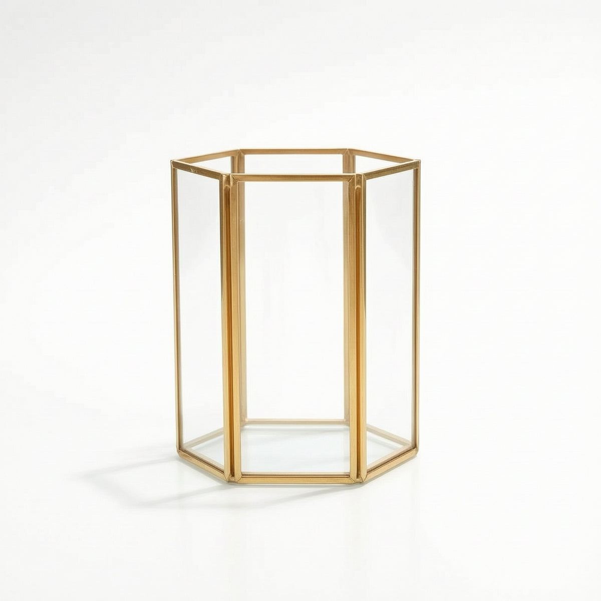 Desktop Storage Holder with Metal Frame Golden-Hued Makeup Brush Organizer