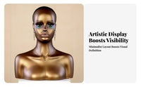 Mannequin Head with Shoulders Built-in Ears Smooth Surface Tabletop Bust Female Mannequin Bust for Photography