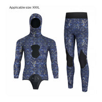 Two-Piece Hooded Wetsuit Padded Knees 5mm Hooded Wetsuit Windproof for Fishing