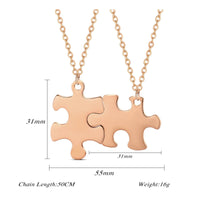 2 Pieces Interlocking Piece Necklace Engraved Interlocking Piece Charm Necklace
