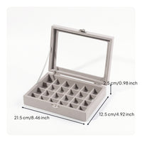 Jewelry Box with 24 Compartments Velvet Feel Jewelry Box with Clear Lid