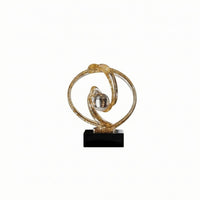 Decorative Tabletop Ornament Intertwined Frame Glitter Circle Sculpture