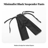 Black Doll Pants with Straps Cloth Material 1/6 Scale Action Figure Outfit