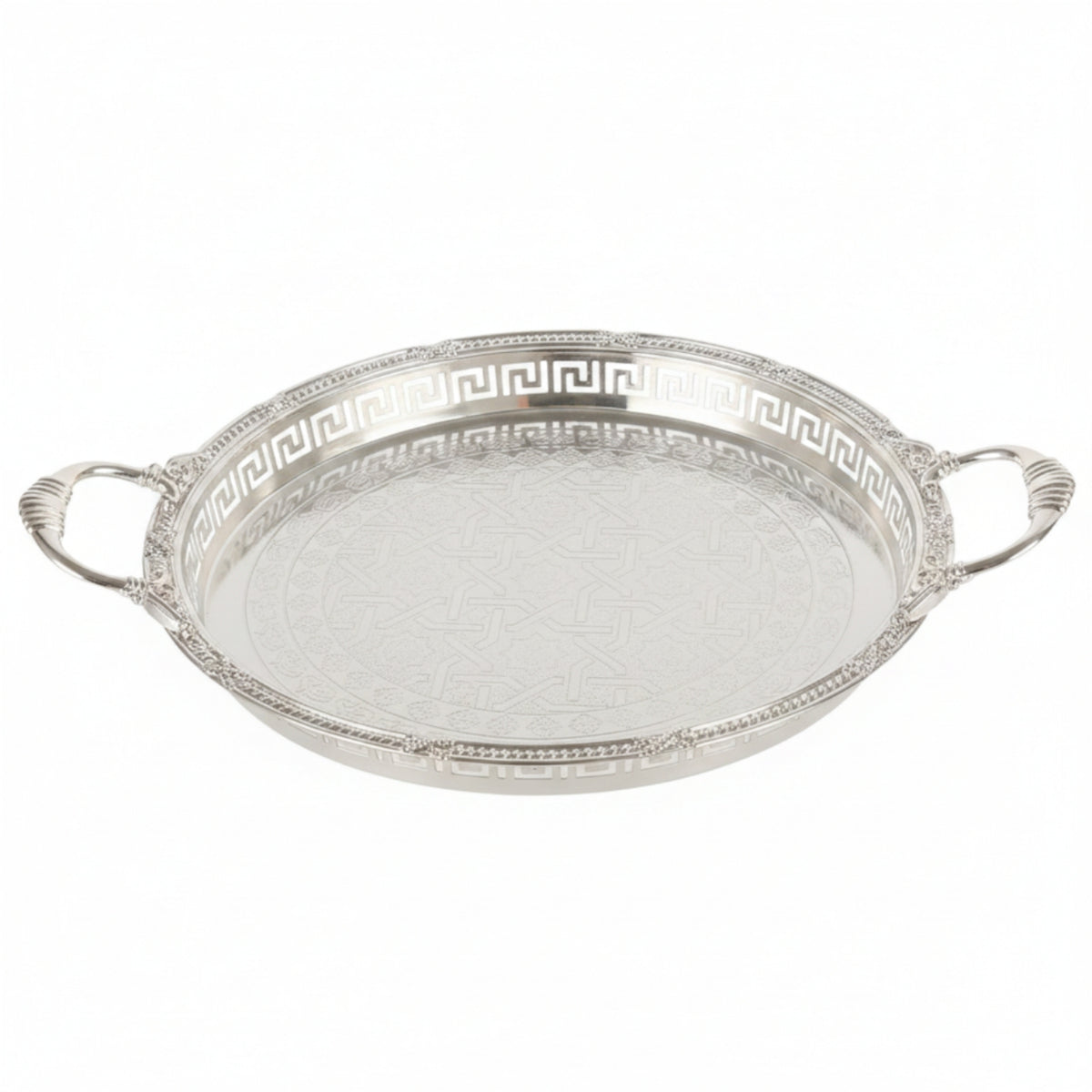 Serving Tray with Handles Round Metal Serving Tray Elegant for Hosts, Weddings
