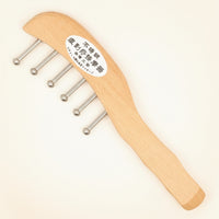 Wooden Massage Comb with Metal Pins Ergonomic Acupressure Comb with Stainless Steel Pins Portable