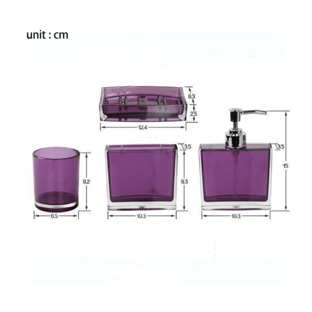 4 Pieces Acrylic Bathroom Vanity Set Bath Organizer for Restroom, Washroom