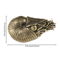 Ammonite Form Sculpture Brass-Toned Ammonite Form Ornament Textured Spiral Conch Figurine for Bookshelf, Tea Table