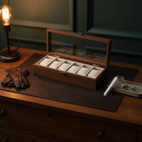Wooden Watch Display Case Clear View Lid Watch Storage Box Metal Clasp Great Gift Suggestion for Closet