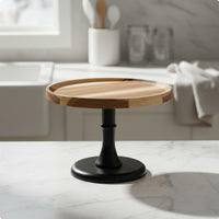 Wooden Pedestal Cake Stand Multi-Design Round Dessert Display Platter Sturdy