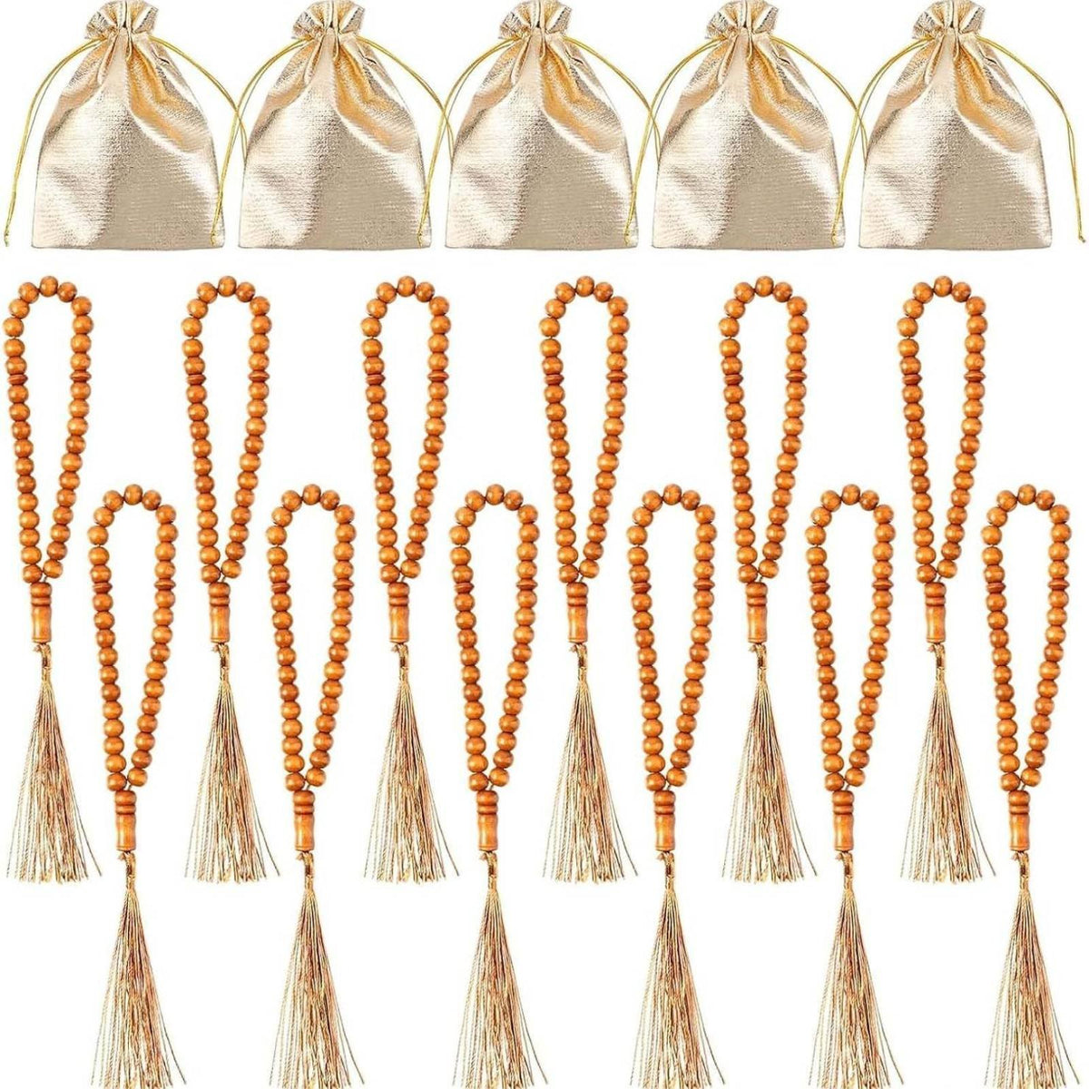 12 Sets Wooden Prayer Beads Lightweight Tassel Prayer Bead Strand Calming