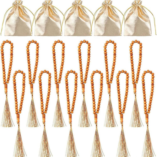12 Sets Wooden Prayer Beads Lightweight Tassel Prayer Bead Strand Calming