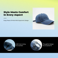 Denim Sport Cap, Adjustable, Unisex, Plain, Relaxed