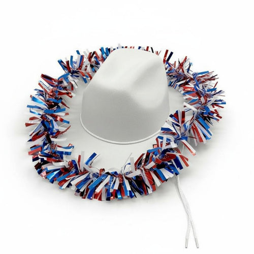 Festive Patriotic Cowboy Hat Lightweight Red White Blue Cowboy Hat Reusable for Independence Day, Parades, Parties