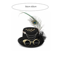 Top Hat with Feather Lightweight for Themed Parties, Photo Shoots, Cosplayers