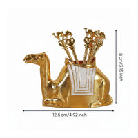 7 Pieces Camel Spoon Set with Holder Shiny Finish for Afternoon Tea, Party