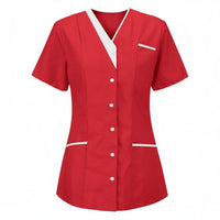 Short Sleeve Nurse Attire Shirt Contrast Trim Medical Top for Hospital, Nurses
