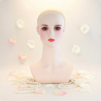Hairpiece Mannequin Head Natural Makeup Female Bust Mannequin Glossy Skin Tone