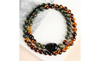 Amber-Brown Stone Bead Bracelet Meditation Aid Obsidian Mala Beads for Gift