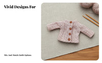 1/12 Miniature Doll Sweater Soft Knitted Doll Cardigan Button Closure Miniature Sweater for Hobbyists